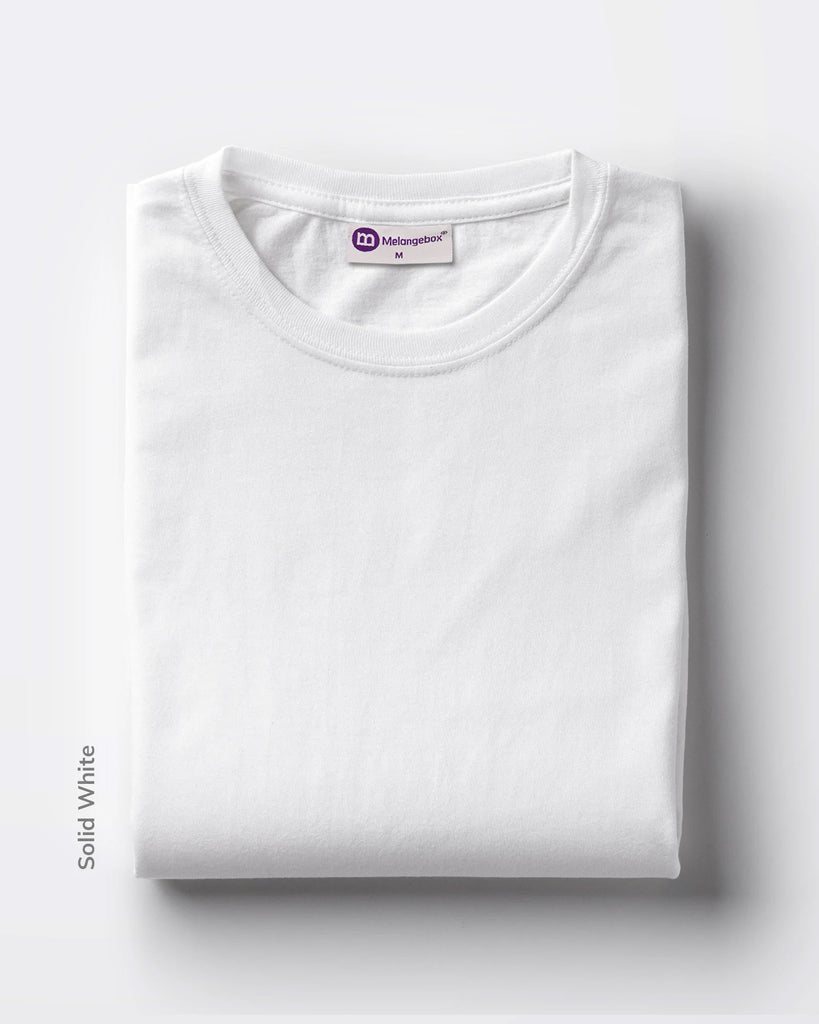 Melangebox Half Sleeves Crew Neck: Solid White