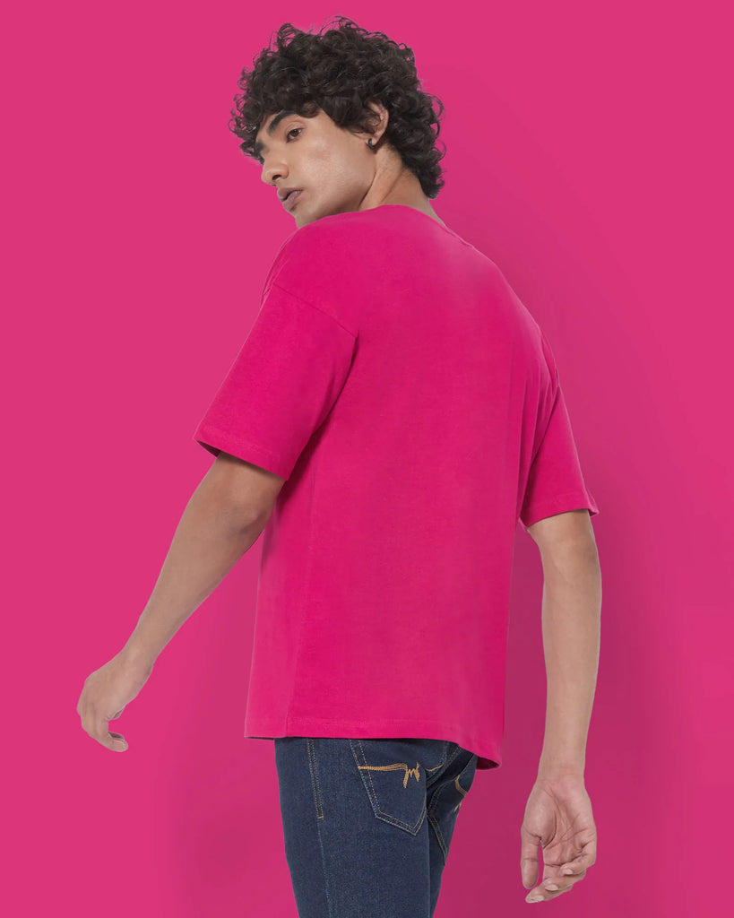 Melangebox Dropshoulder Crew Neck: Fuchsia