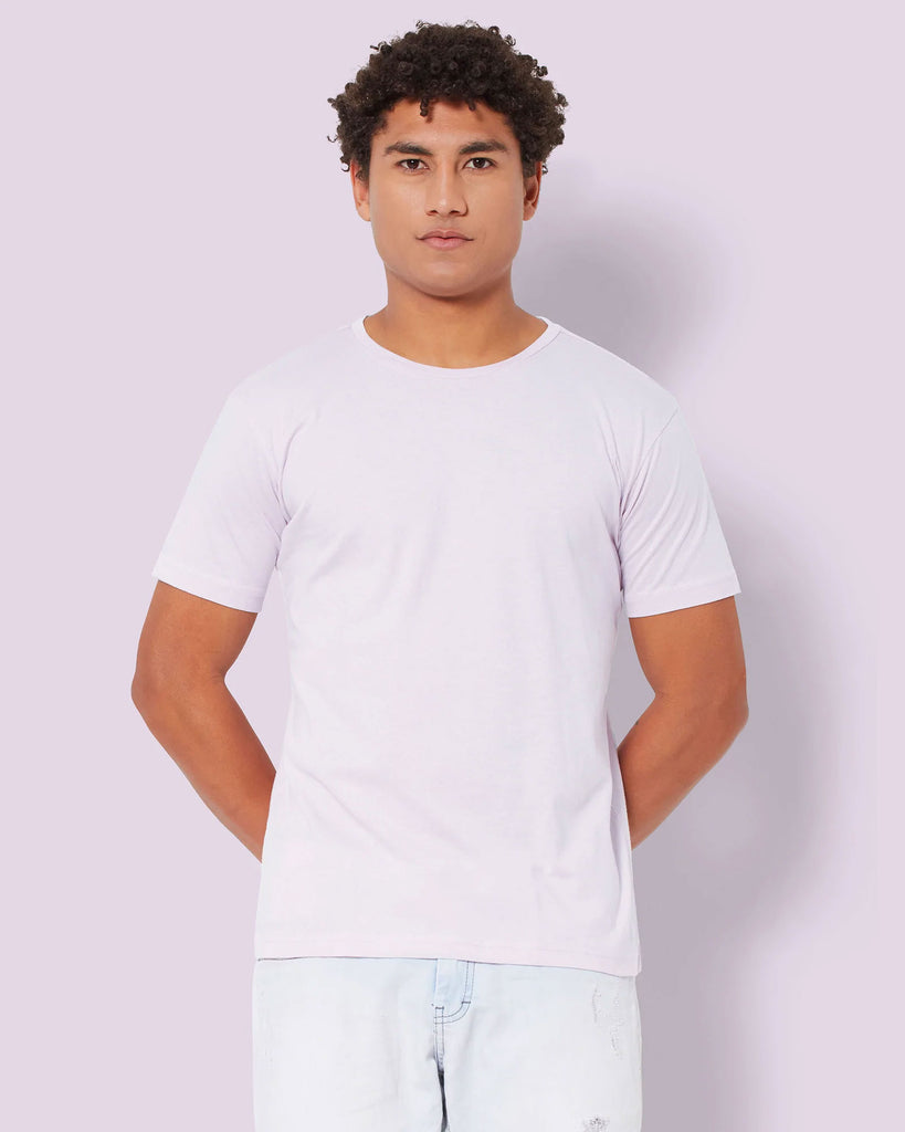 Melangebox Half Sleeves Crew Neck: Lilac