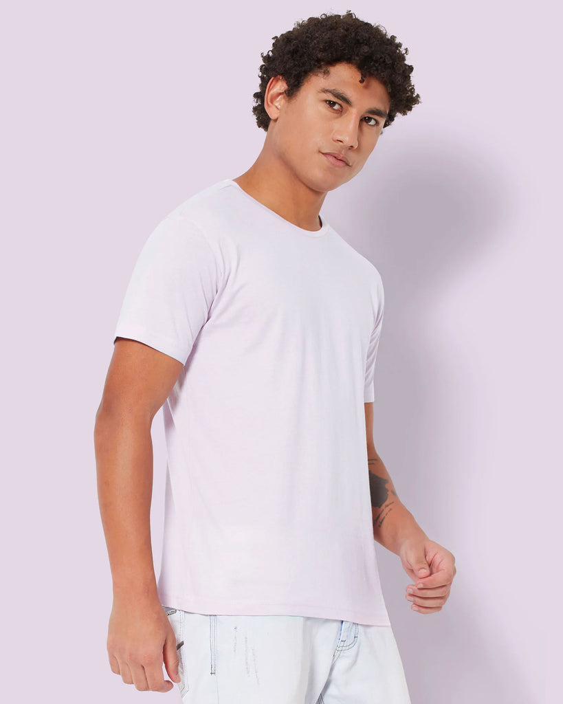 Melangebox Half Sleeves Crew Neck: Lilac