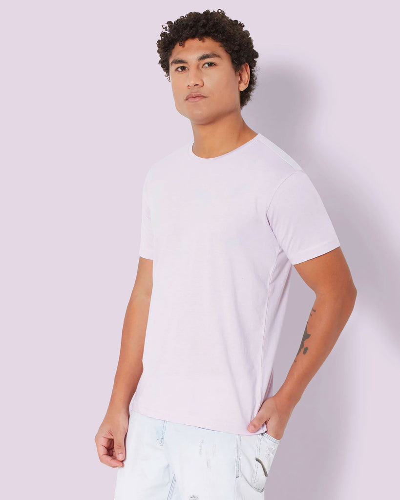 Melangebox Half Sleeves Crew Neck: Lilac