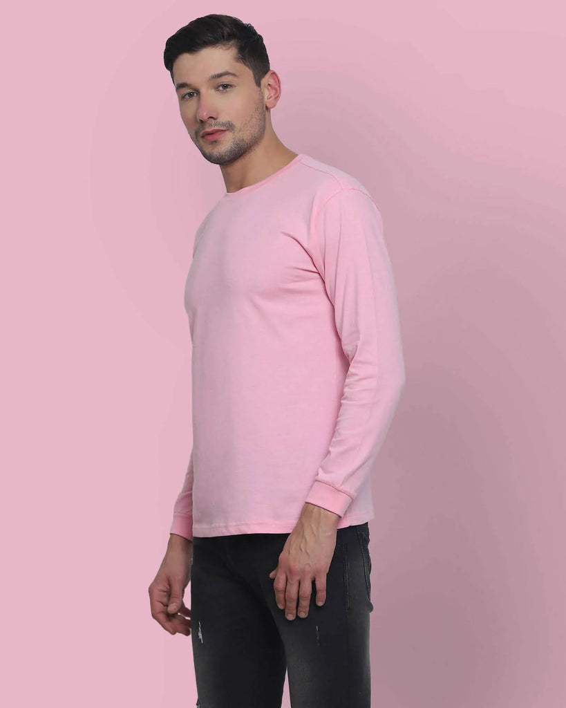 Melangebox Full Sleeves Crew Neck: Baby Pink