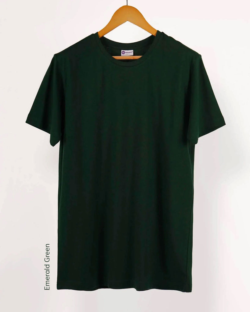 Melangebox Half Sleeves Crew Neck: Emerald Green