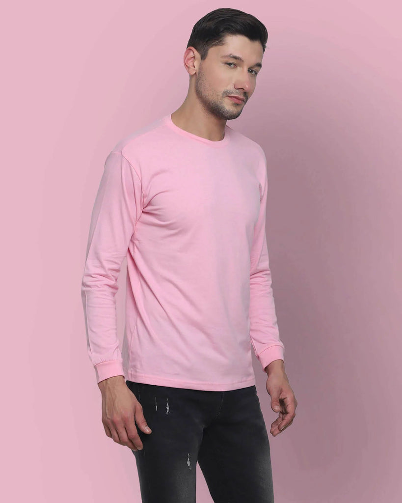 Melangebox Full Sleeves Crew Neck: Baby Pink