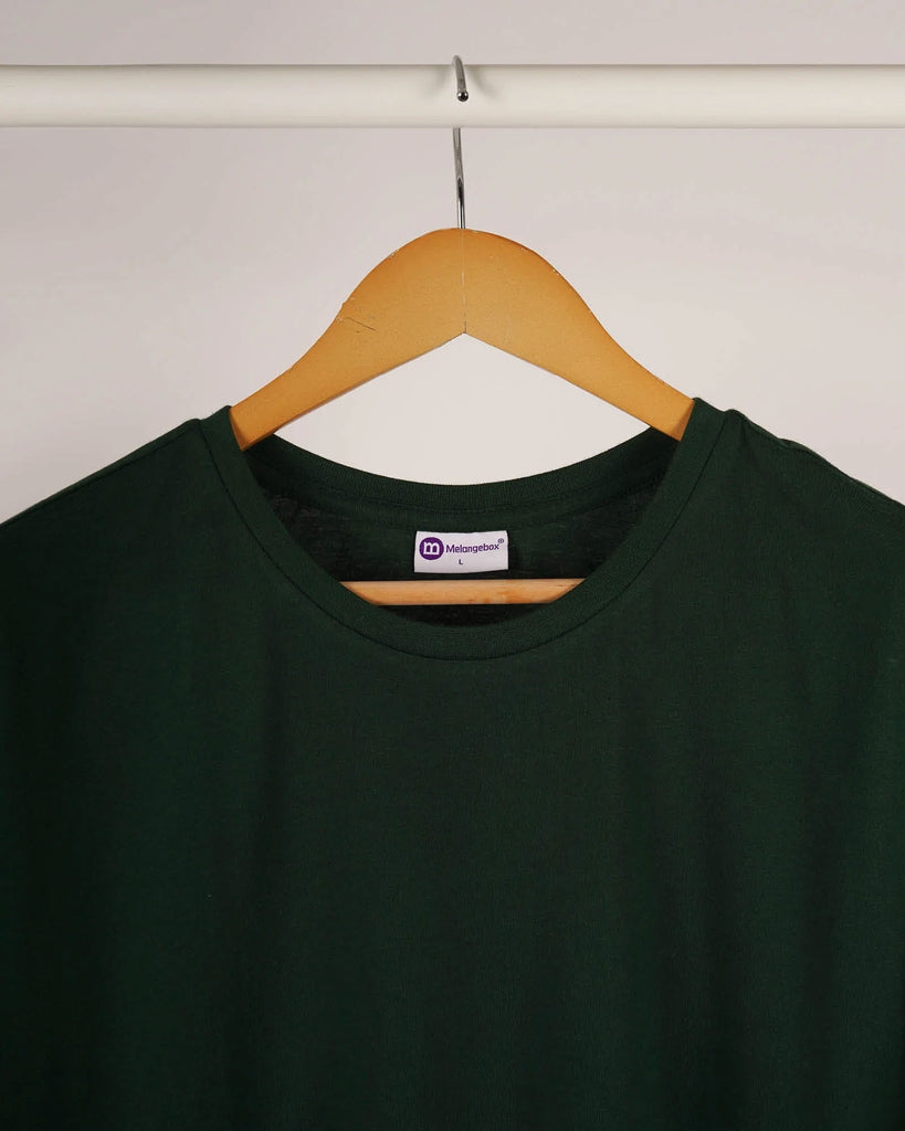 Melangebox Half Sleeves Crew Neck: Emerald Green