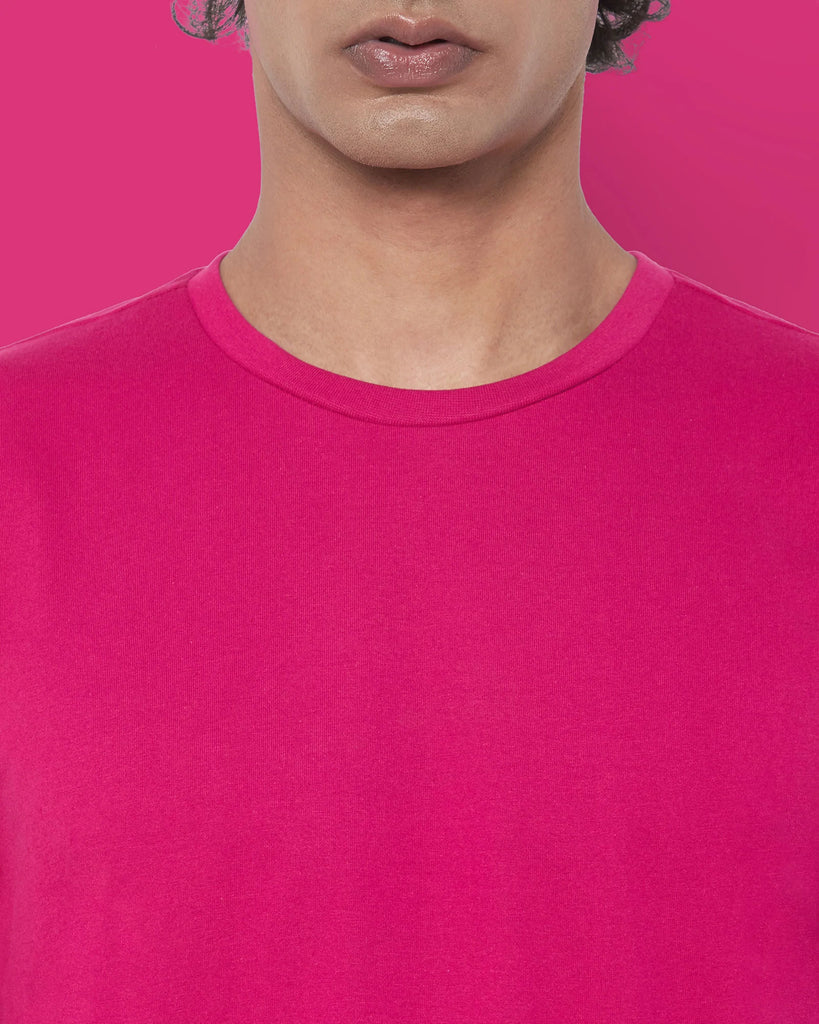 Melangebox Dropshoulder Crew Neck: Fuchsia