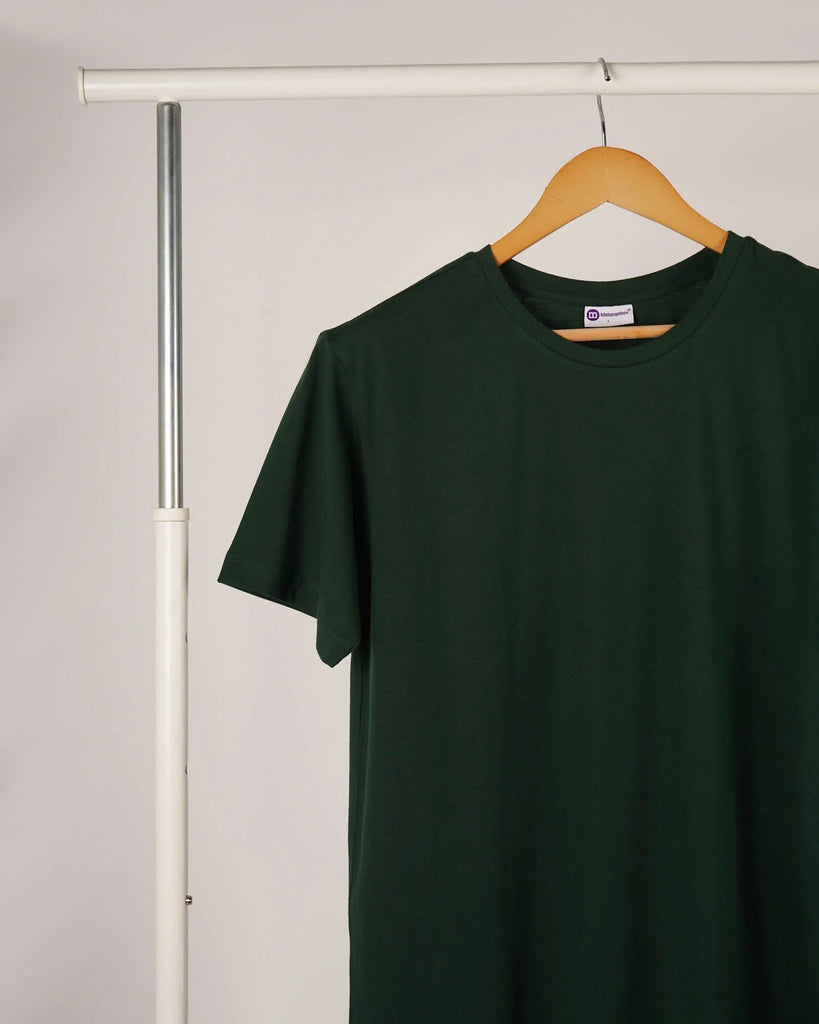 Melangebox Half Sleeves Crew Neck: Emerald Green