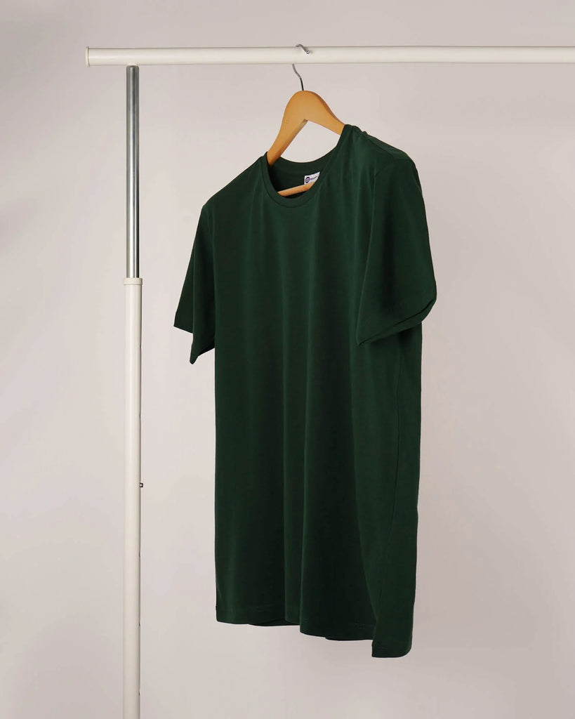 Melangebox Half Sleeves Crew Neck: Emerald Green