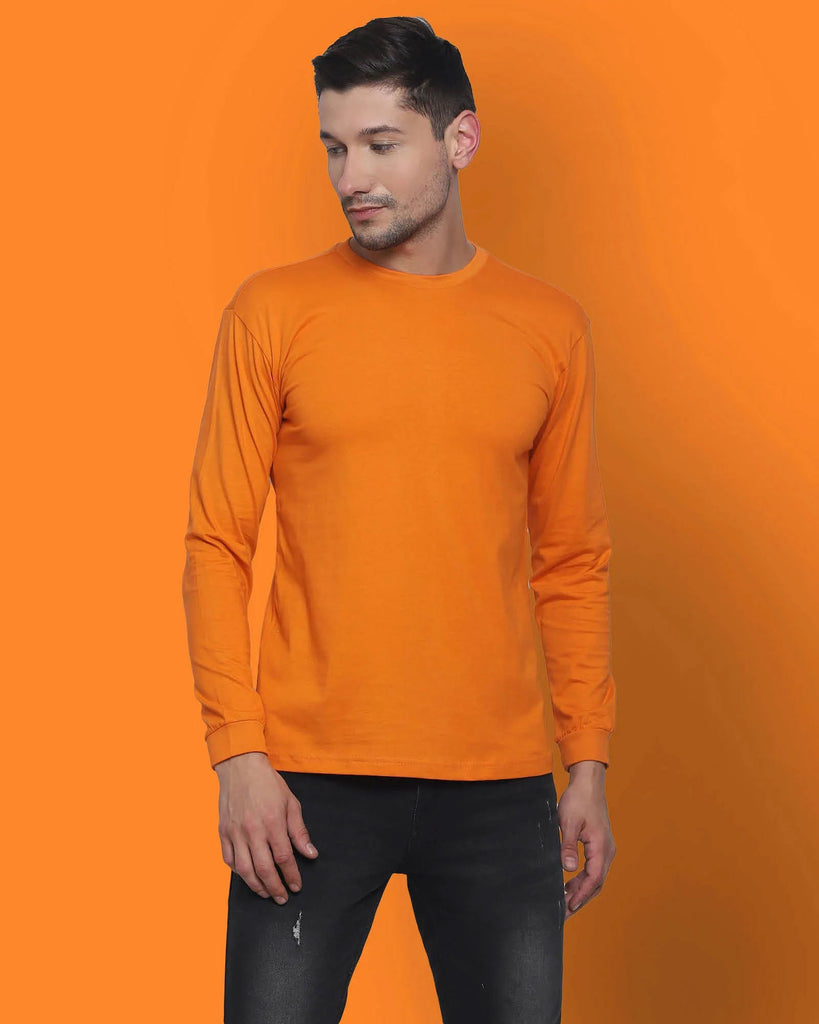 Melangebox Full Sleeves Crew Neck: Orange