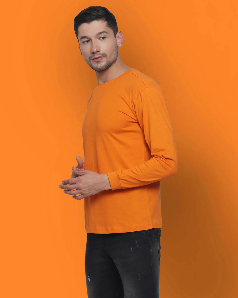 Melangebox Full Sleeves Crew Neck: Orange