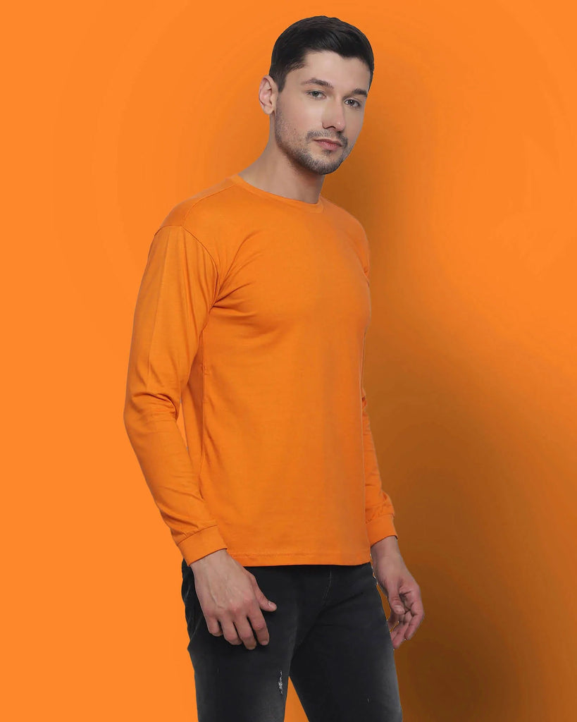 Melangebox Full Sleeves Crew Neck: Orange