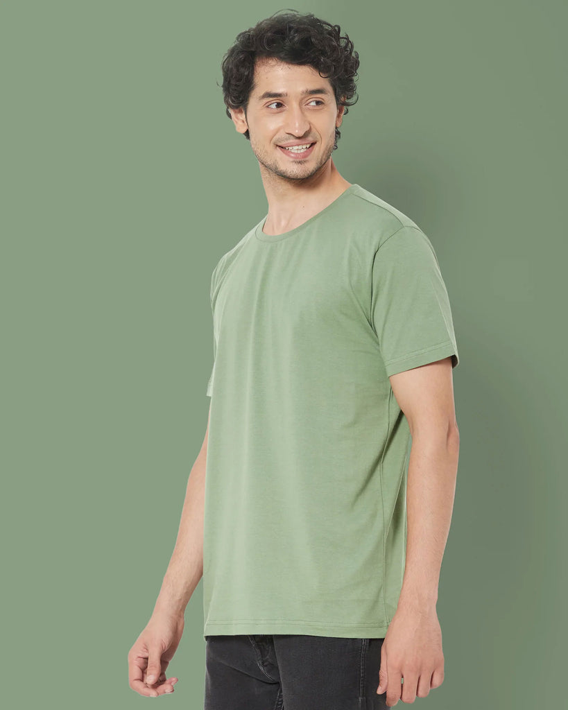 Melangebox Half Sleeves Crew Neck: Sage Green