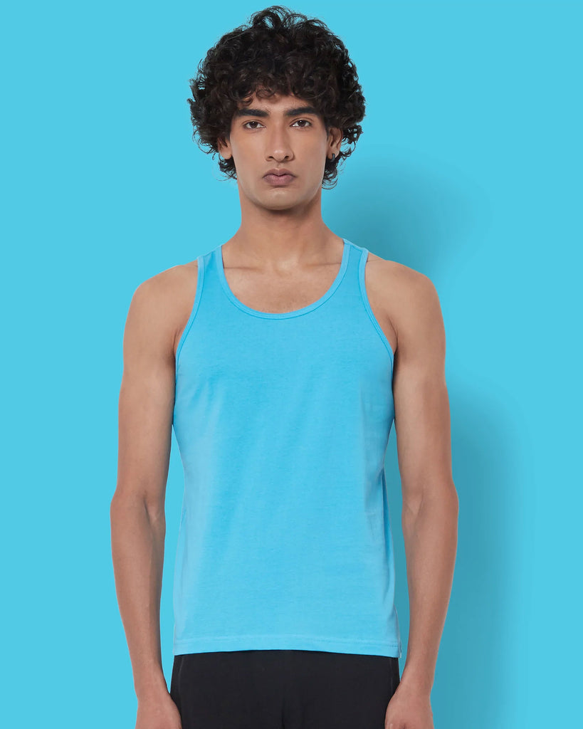 Melangebox Tank Top: Turquoise Blue