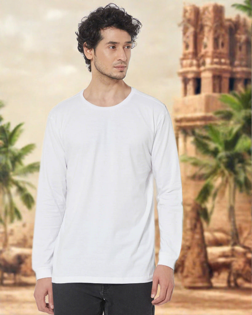 Melangebox Full Sleeves Crew Neck: White