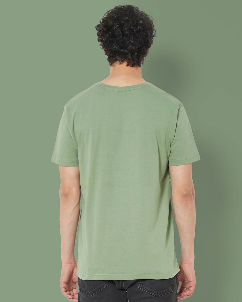 Melangebox Half Sleeves Crew Neck: Sage Green