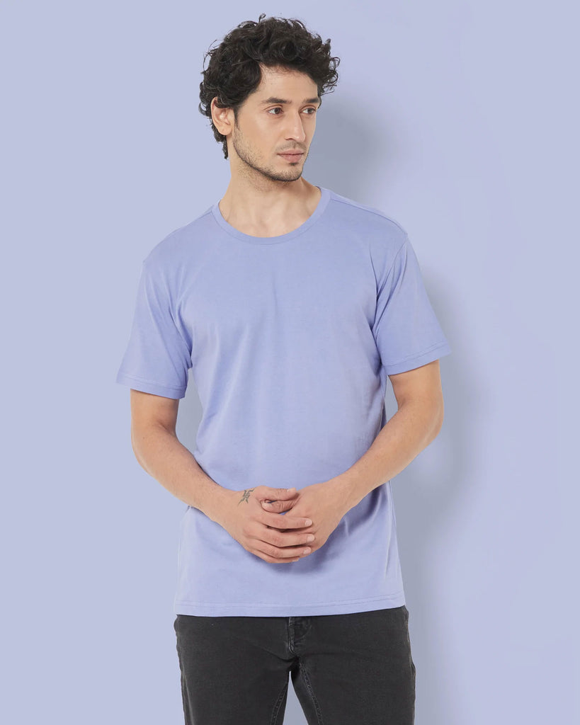 Melangebox Half Sleeves Crew Neck: Periwinkle