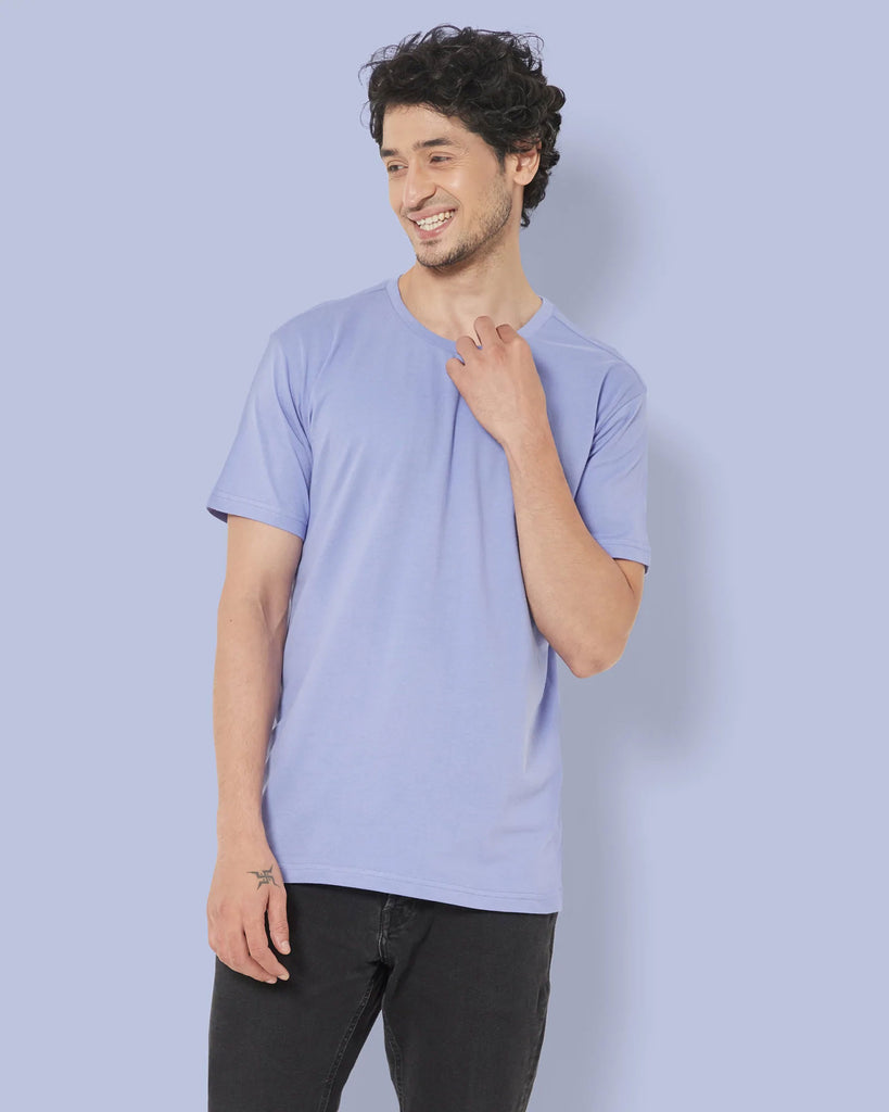 Melangebox Half Sleeves Crew Neck: Periwinkle