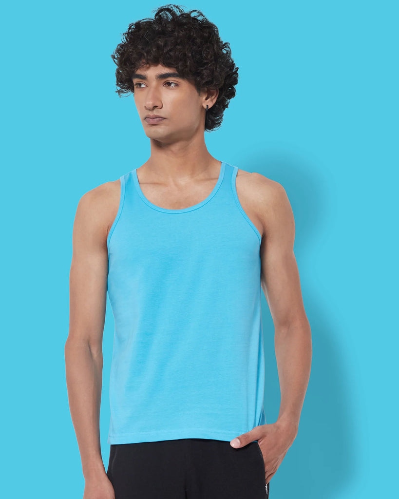 Melangebox Tank Top: Turquoise Blue