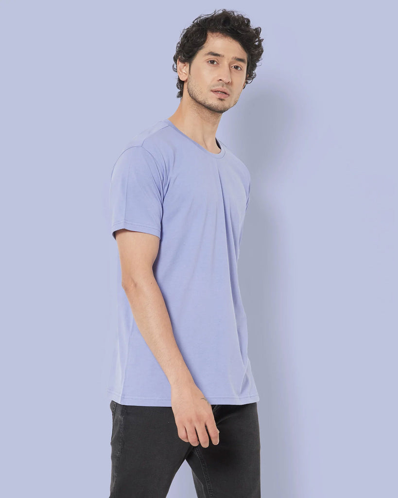 Melangebox Half Sleeves Crew Neck: Periwinkle