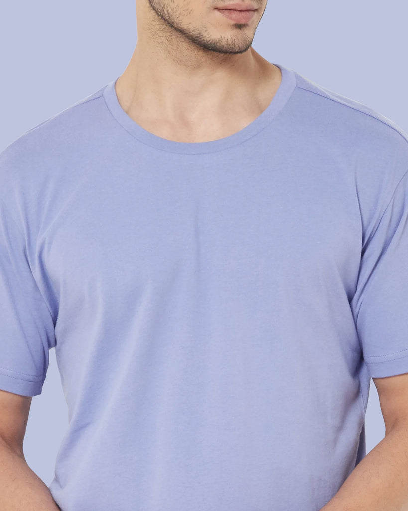 Melangebox Half Sleeves Crew Neck: Periwinkle