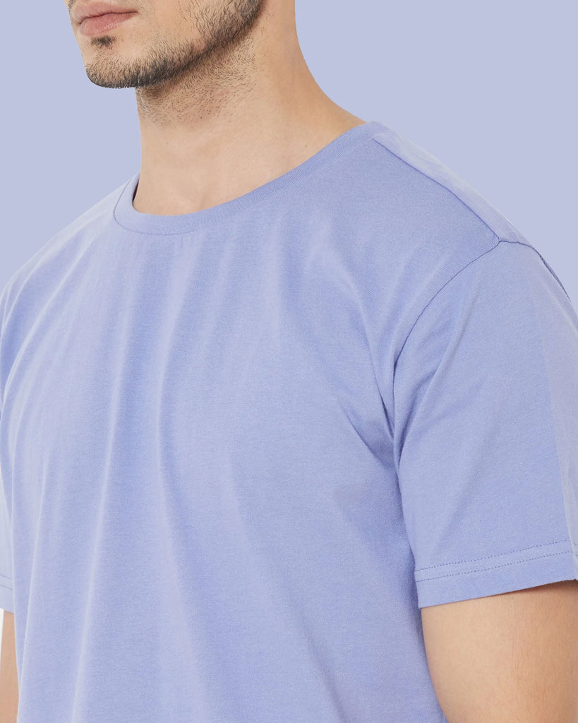 Melangebox Half Sleeves Crew Neck: Periwinkle