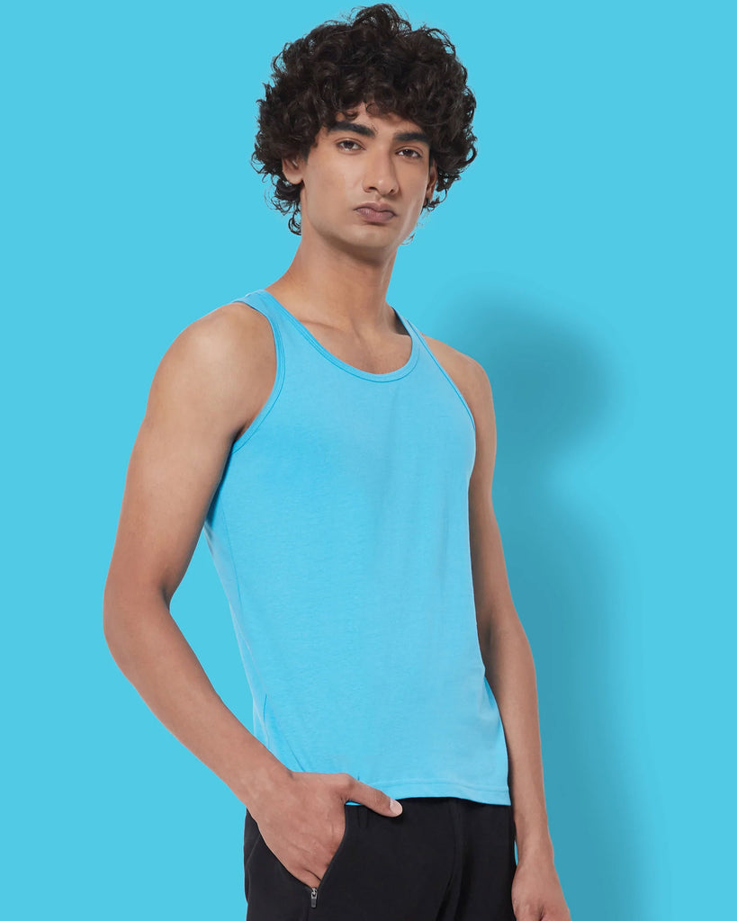 Melangebox Tank Top: Turquoise Blue