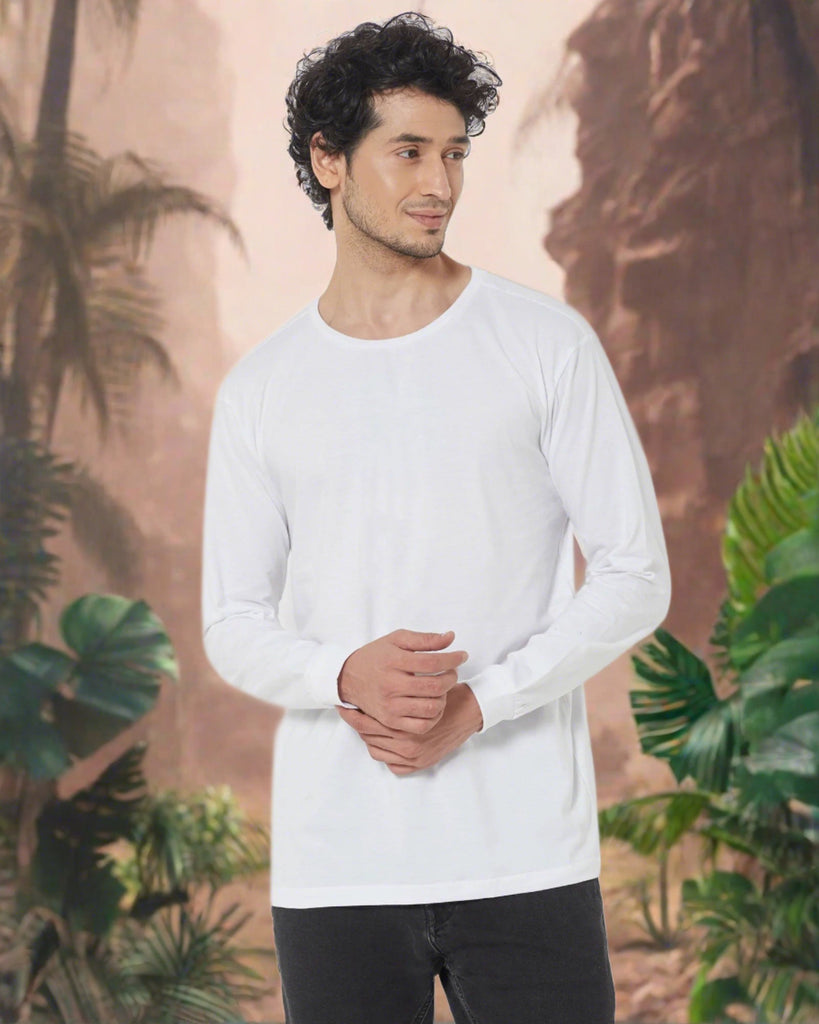 Melangebox Full Sleeves Crew Neck: White