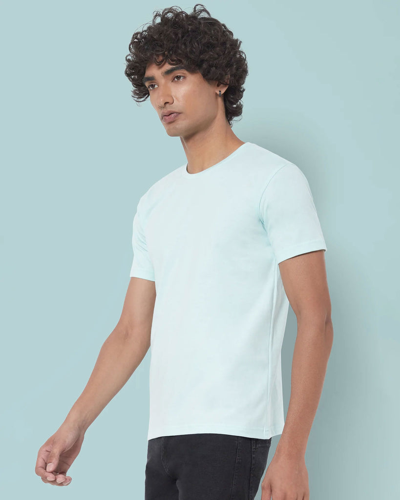 Melangebox Half Sleeves Crew Neck: Celeste