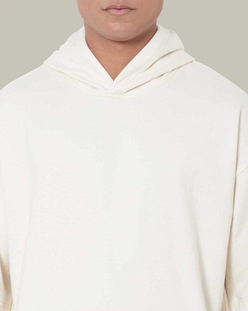 Melangebox Crop Sleeves Oversized Hoodie: Ivory Cream