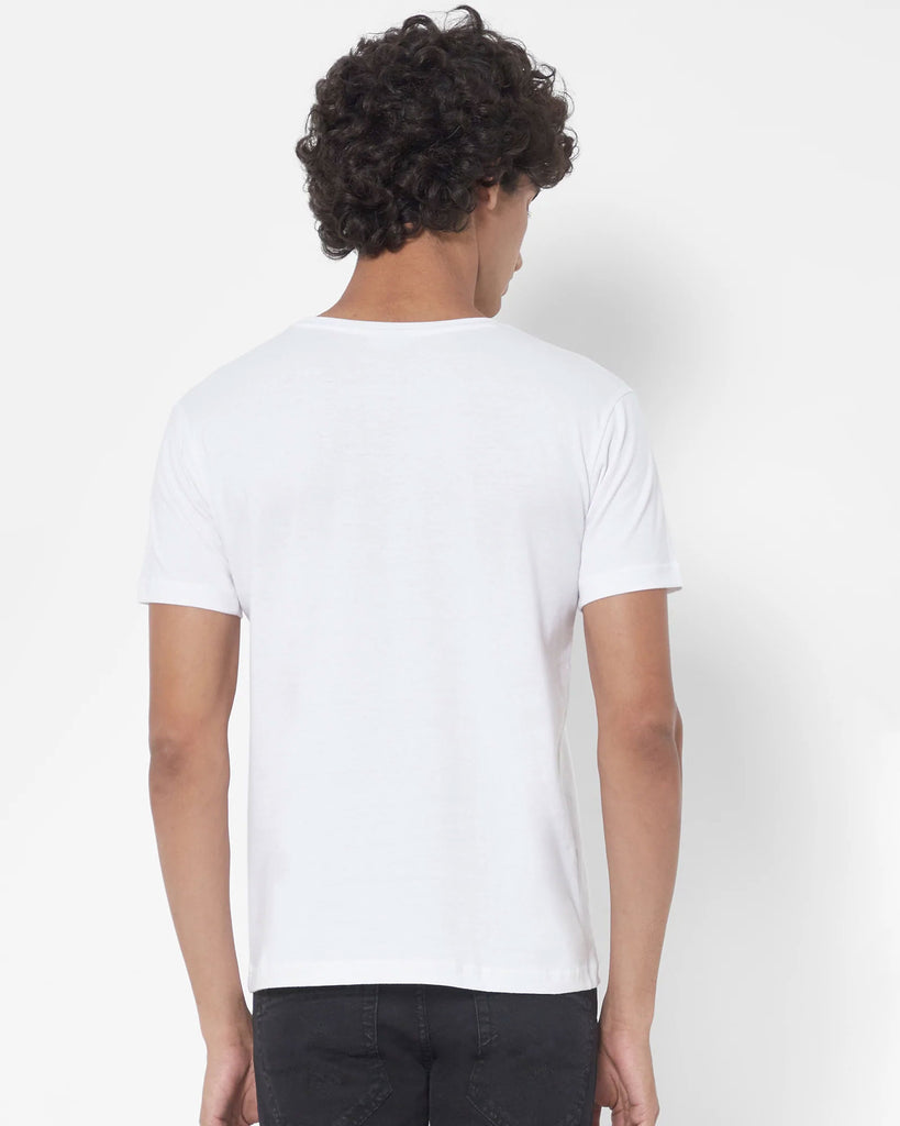 Melangebox Half Sleeves Crew Neck: Solid White