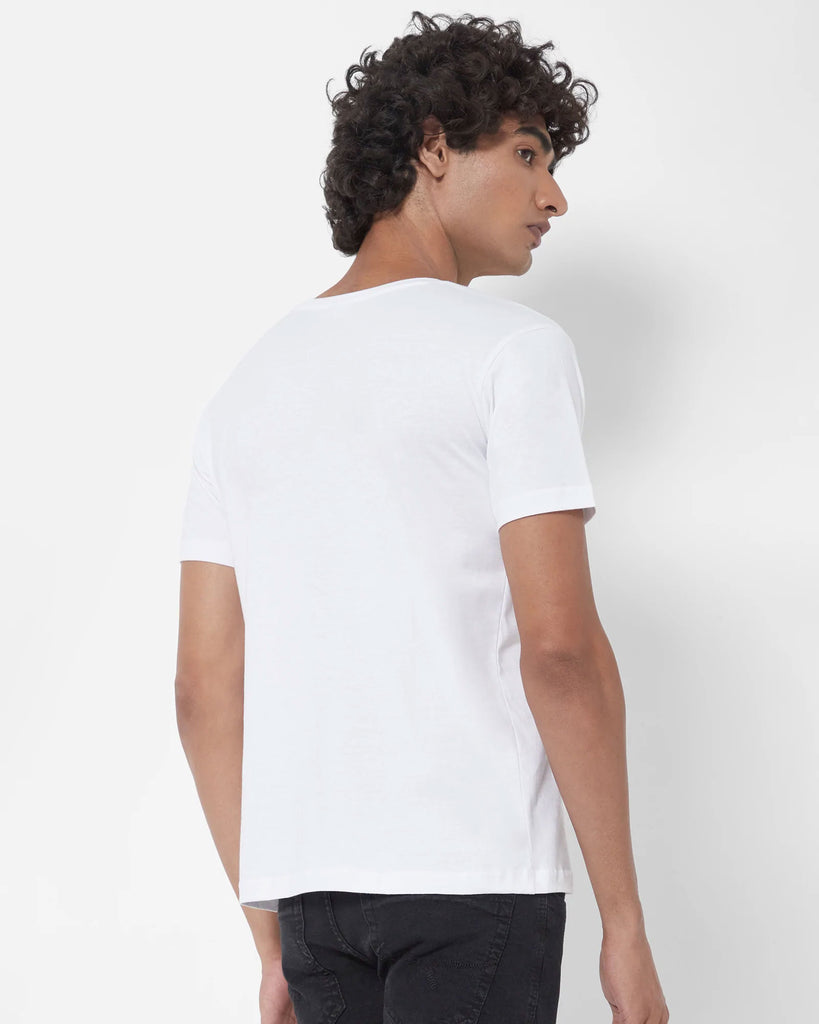 Melangebox Half Sleeves Crew Neck: Solid White