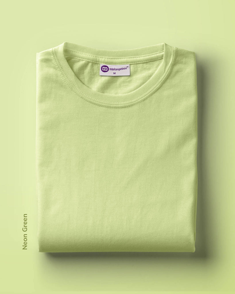 Melangebox Half Sleeves Crew Neck: Neon Green