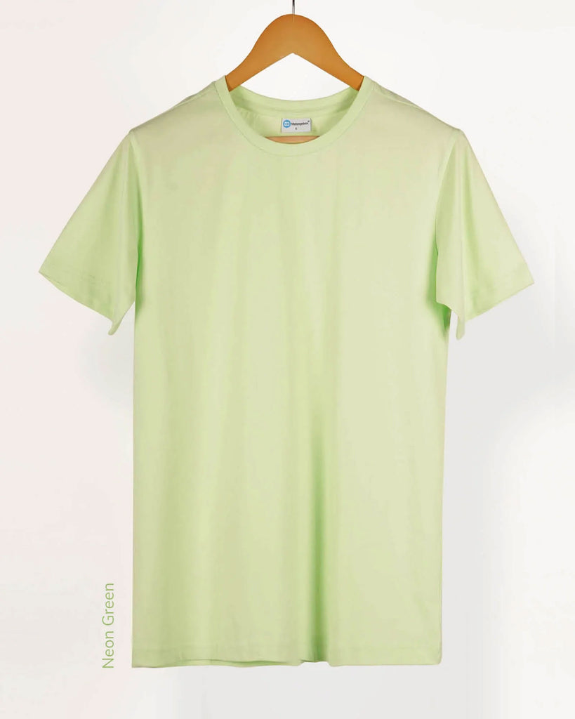 Melangebox Half Sleeves Crew Neck: Neon Green