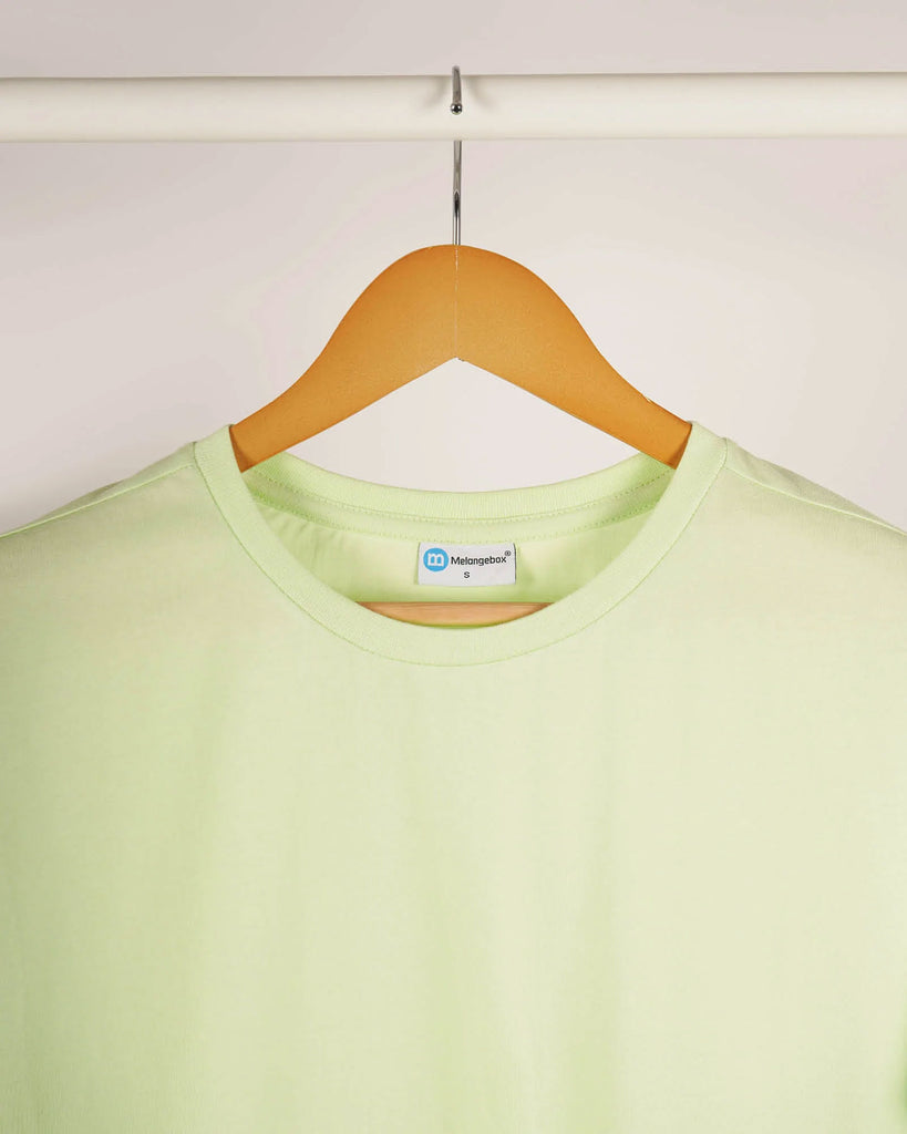 Melangebox Half Sleeves Crew Neck: Neon Green