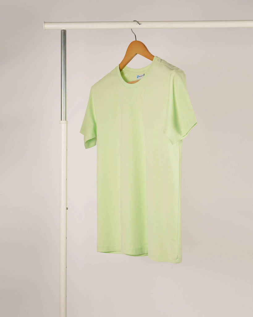 Melangebox Half Sleeves Crew Neck: Neon Green