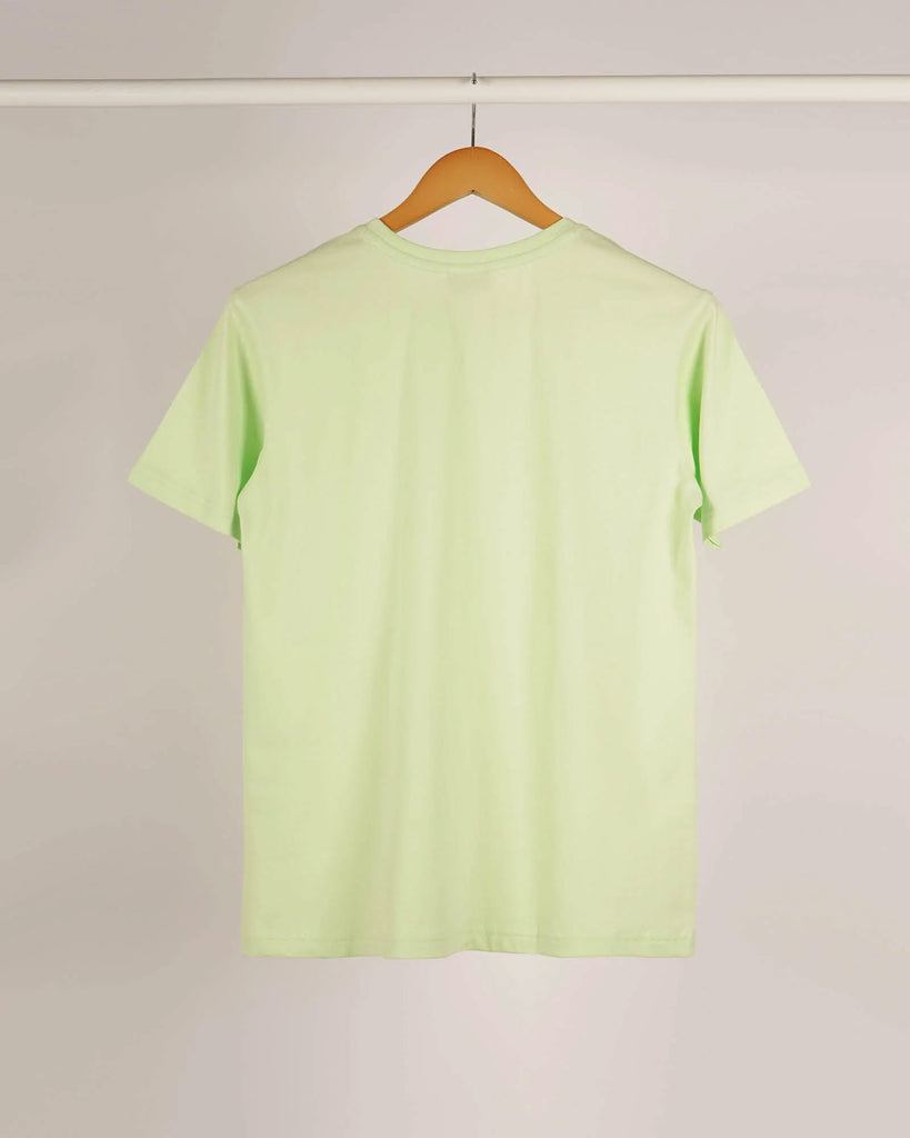 Melangebox Half Sleeves Crew Neck: Neon Green