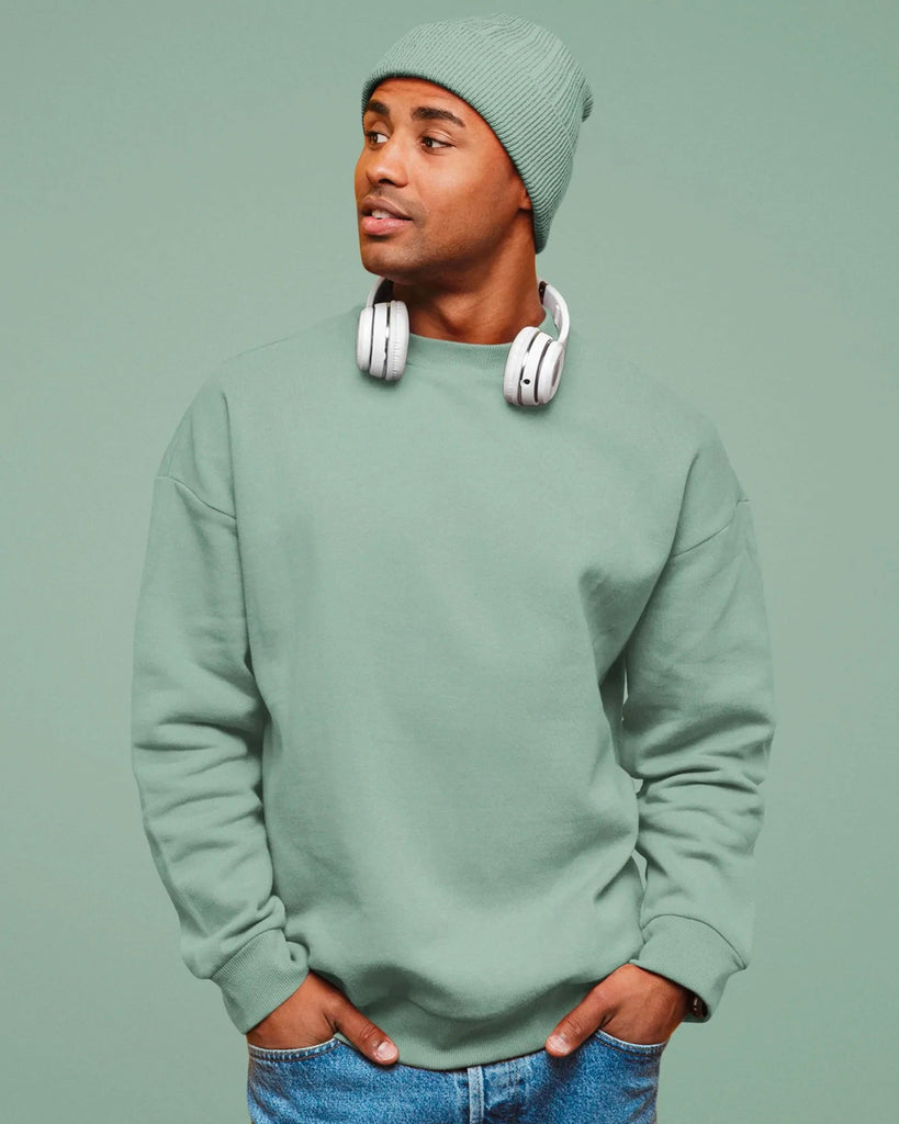 Melangebox Drop Shoulder Sweatshirt: Tiffany Green