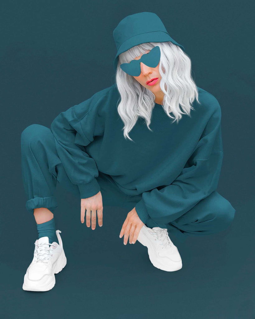 My Man's Drop Shoulder Sweatshirt: Deep Teal Blue