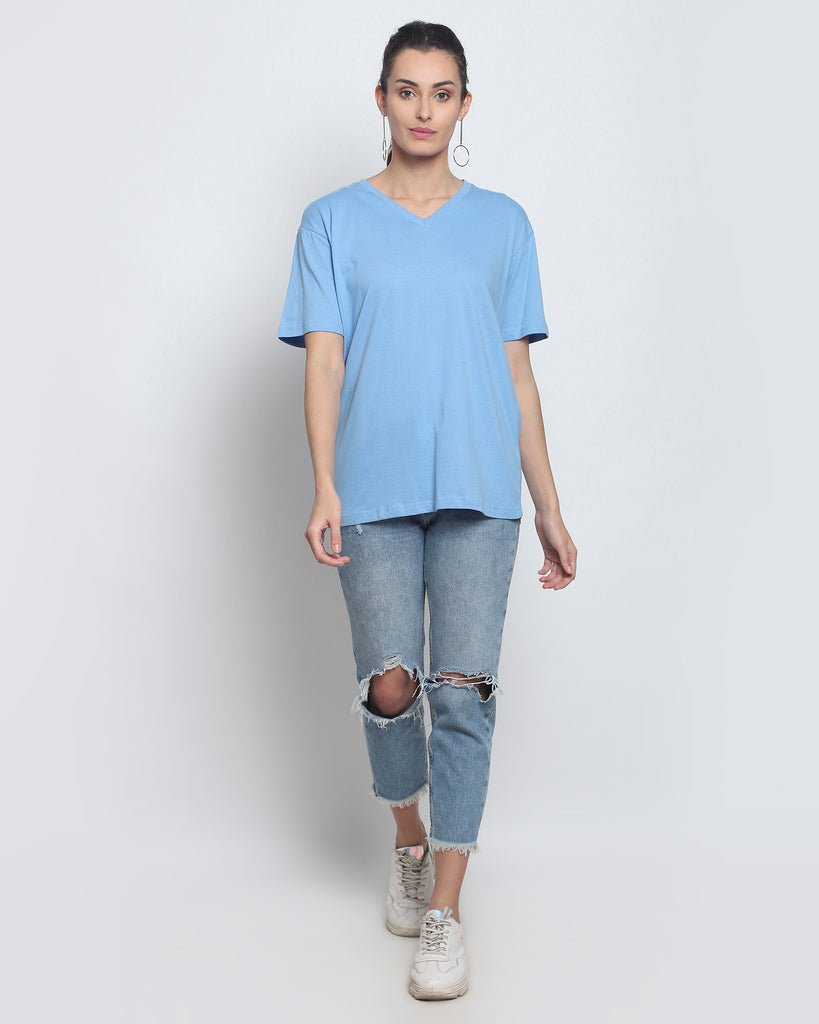 My Man's V Neck: The Cyan Blue