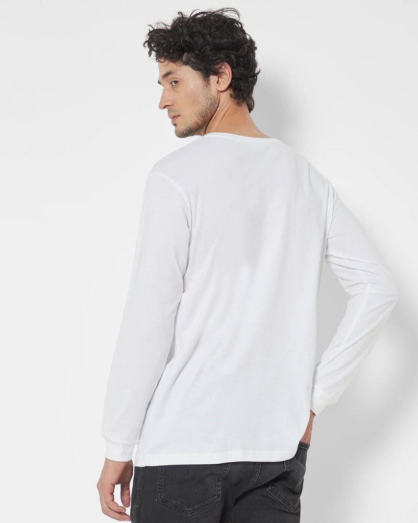 Melangebox Full Sleeves Crew Neck: White