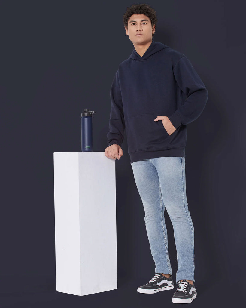 Melangebox Airjet Hoodie: Navy Blue