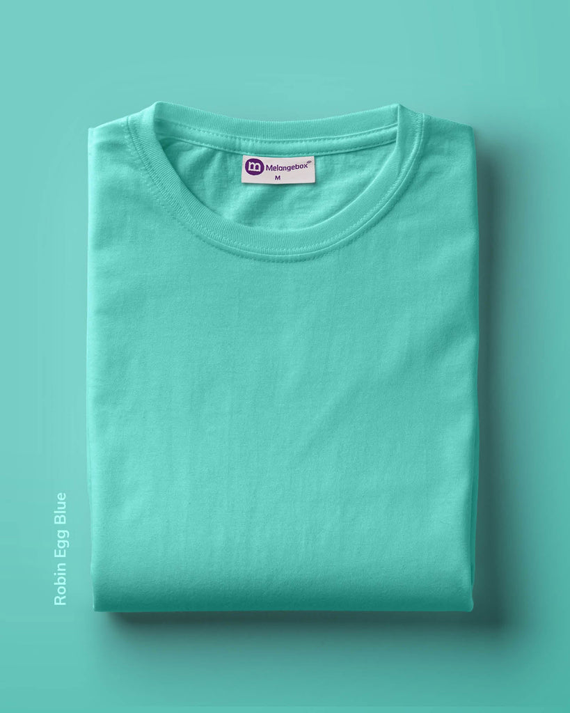 Melangebox Half Sleeves Crew Neck: Robin Egg Blue