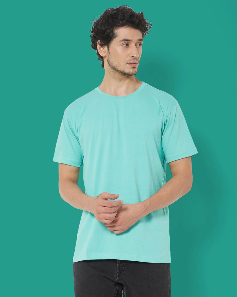 Melangebox Half Sleeves Crew Neck: Robin Egg Blue