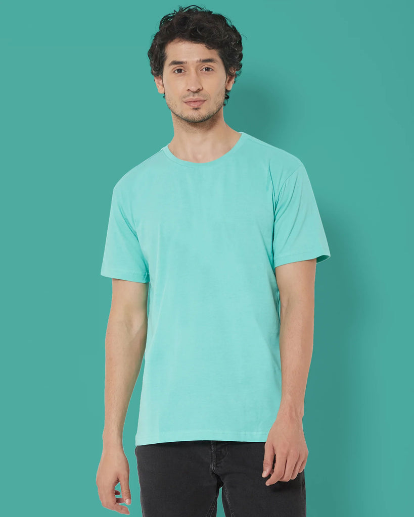 Melangebox Half Sleeves Crew Neck: Robin Egg Blue