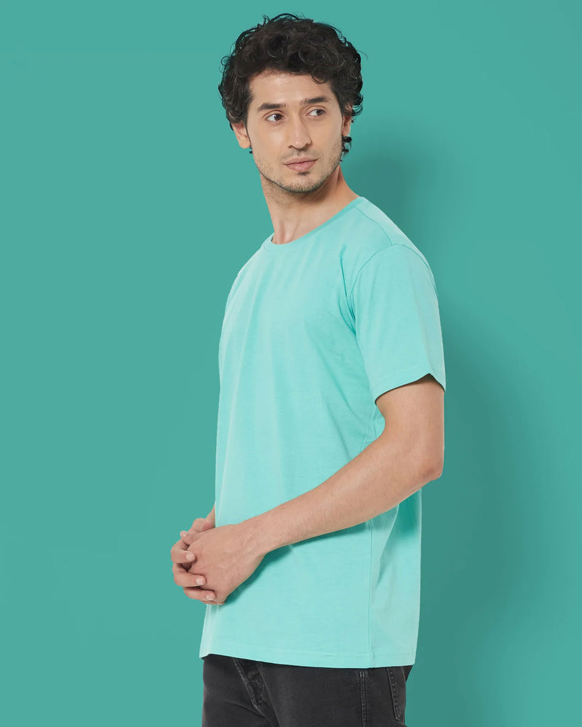 Melangebox Half Sleeves Crew Neck: Robin Egg Blue