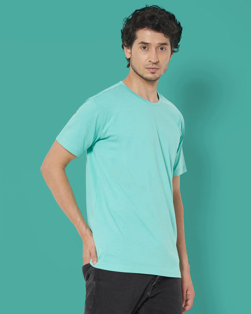 Melangebox Half Sleeves Crew Neck: Robin Egg Blue