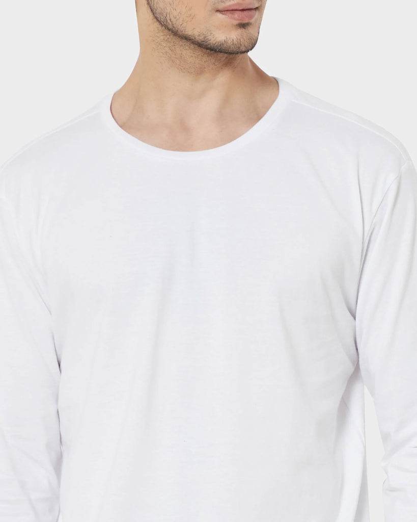 Melangebox Full Sleeves Crew Neck: White