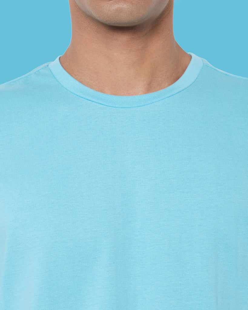 Melangebox Dropshoulder Crew Neck: Aqua Blue