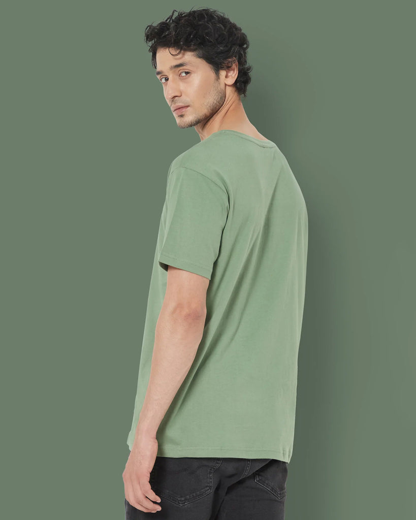 Melangebox V Neck Half Sleeves: Sage Green