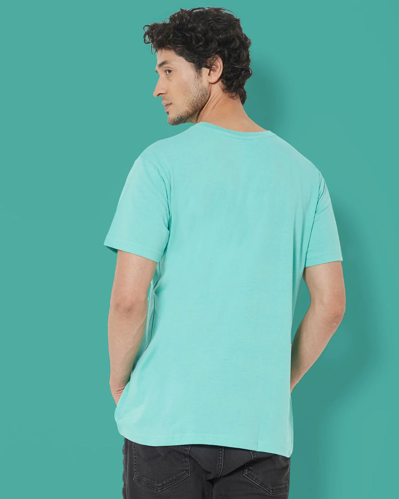 Melangebox Half Sleeves Crew Neck: Robin Egg Blue